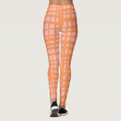 Retropastel oranje en roze rasterpatroon leggings (Achterkant)