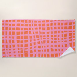 Retropastel oranje roze patroon strandlaken