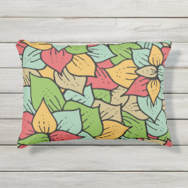 Retropatronen botanische bladgroen roze schattig buitenkussen