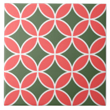 Retropatronen midden eeuw floraalgroen en roze