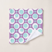 Retropatroon Groene en Paarse cirkels Bad Handdoek (Wasdoekje)