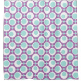 Retropatroon Groene en Paarse cirkels Douchegordijn (Voorkant)