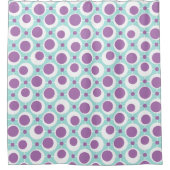 Retropatroon Groene en Paarse cirkels Douchegordijn (Voorkant)