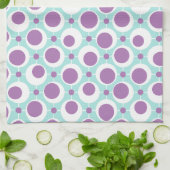 Retropatroon Groene en Paarse cirkels Theedoek (Gevouwen)