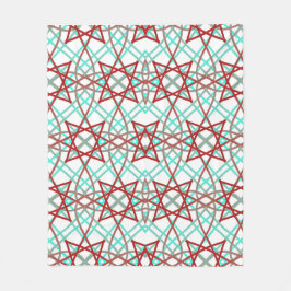 Retropatroon in rood, wit en turquoise. fleece deken