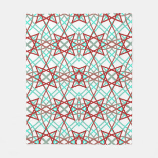 Retropatroon in rood, wit en turquoise. fleece deken