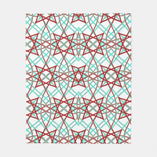 Retropatroon in rood, wit en turquoise. fleece deken (Voorkant)