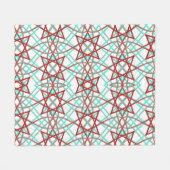 Retropatroon in rood, wit en turquoise. fleece deken (Voorkant (Horizontaal))
