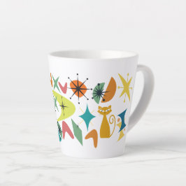 Retropatroon latte Mok uit het midden van de eeuw