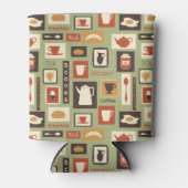 Retropatroon met keukengerei voor het ontbijt blikjeskoeler (Voorkant)