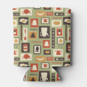 Retropatroon met keukengerei voor het ontbijt blikjeskoeler (Achterkant)