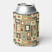 Retropatroon met keukengerei voor het ontbijt blikjeskoeler (Blikje Achterkant)