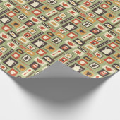 Retropatroon met keukengerei voor het ontbijt cadeaupapier (Hoek)