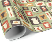 Retropatroon met keukengerei voor het ontbijt cadeaupapier (Rol Hoek)