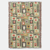 Retropatroon met keukengerei voor het ontbijt deken (Voorkant Verticaal)