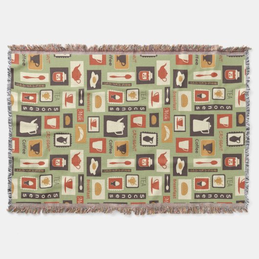 Retropatroon met keukengerei voor het ontbijt deken (Voorkant)