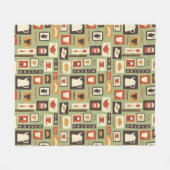 Retropatroon met keukengerei voor het ontbijt fleece deken (Voorkant (Horizontaal))