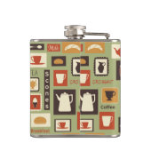 Retropatroon met keukengerei voor het ontbijt heupfles (Achterkant)