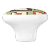 Retropatroon met keukengerei voor het ontbijt keramische knop (Zijkant)