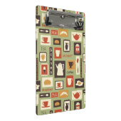 Retropatroon met keukengerei voor het ontbijt mini klembord (Schuin)