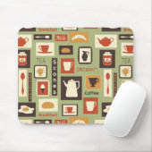 Retropatroon met keukengerei voor het ontbijt muismat (Met muis)