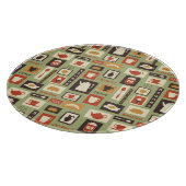 Retropatroon met keukengerei voor het ontbijt snijplank (Hoek)