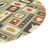 Retropatroon met keukengerei voor het ontbijt snijplank (Hoek)