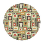 Retropatroon met keukengerei voor het ontbijt snijplank (Voorkant)