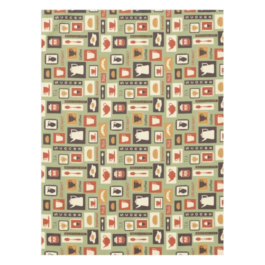 Retropatroon met keukengerei voor het ontbijt tafelkleed (Voorkant)