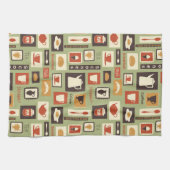 Retropatroon met keukengerei voor het ontbijt theedoek (Horizontaal)