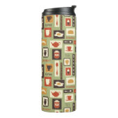 Retropatroon met keukengerei voor het ontbijt thermosbeker (Gedraaid links)