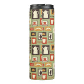 Retropatroon met keukengerei voor het ontbijt thermosbeker (Achterkant)