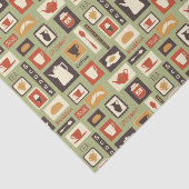 Retropatroon met keukengerei voor het ontbijt tissuepapier (Detail)