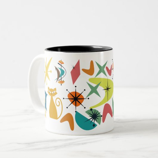 Retropatroon Mok uit het midden van de eeuw (Voorkant links)