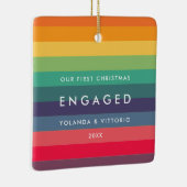 Retropatroon Onze eerste kerstfoto Keramisch Ornament (Rechts)