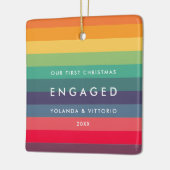 Retropatroon Onze eerste kerstfoto Keramisch Ornament (Links)