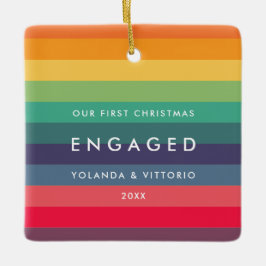 Retropatroon Onze eerste kerstfoto Keramisch Ornament