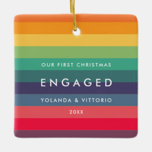 Retropatroon Onze eerste kerstfoto Keramisch Ornament