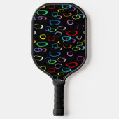 Retropatroon op zwart pickleball paddle (Achterkant)