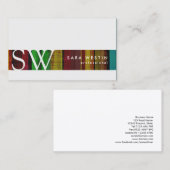 Retropatroon streepmonogram Visitekaartje (Voorkant / Achterkant)