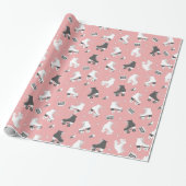 retropatroon van het rollend schaats cadeaupapier (Uitgerold)