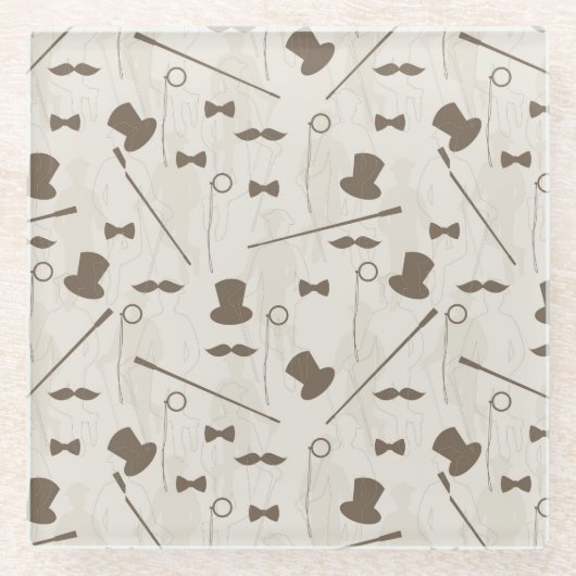 Retropatroon voor man 2 glazen onderzetter (Voorkant)