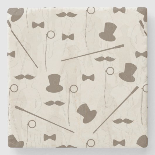 Retropatroon voor man 2 stenen onderzetter (Voorkant)