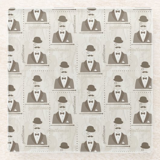 Retropatroon voor man glazen onderzetter (Voorkant)