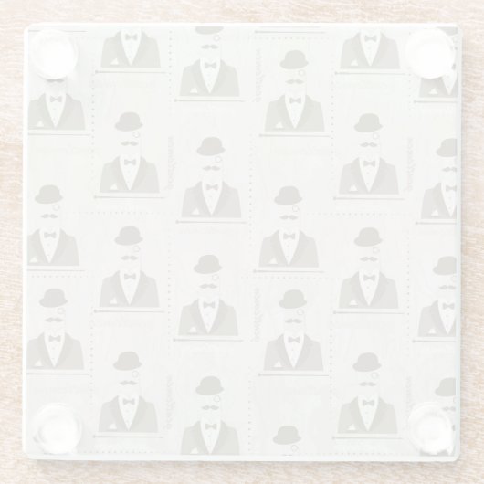 Retropatroon voor man glazen onderzetter (Achterkant)
