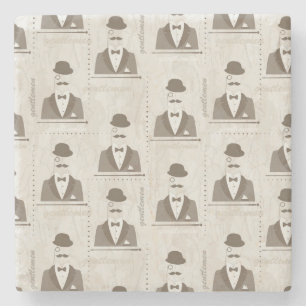 Retropatroon voor man stenen onderzetter