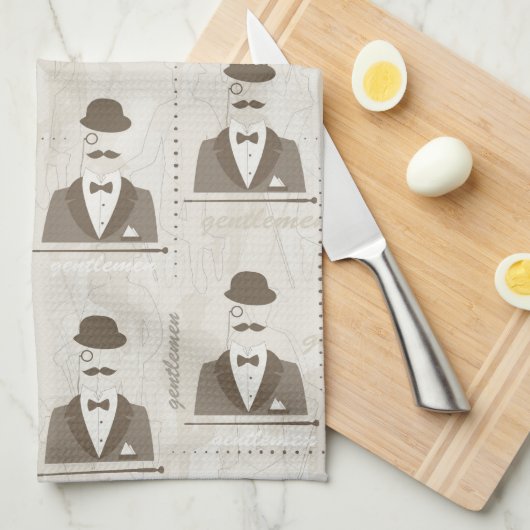 Retropatroon voor man theedoek (Quarter Fold)