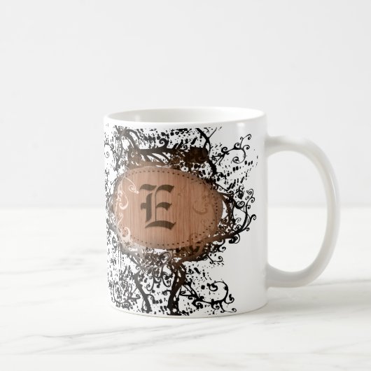 Retropatroonmonogram E Koffiemok (Rechts)