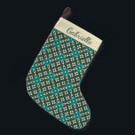 Retropatropatroon Emerald Green - Aangepast Kleine Kerstsok<br><div class="desc">Decoratief  Retro Tegel Patroon in Emerald Green persoonlijke kerststop</div>