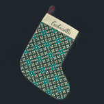 Retropatropatroon Emerald Green - Aangepast Kleine Kerstsok<br><div class="desc">Decoratief  Retro Tegel Patroon in Emerald Green persoonlijke kerststop</div>